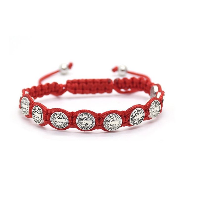 TODOJOYAS - Pulsera Hilo Rojo San Benito Protector 10 Medallas