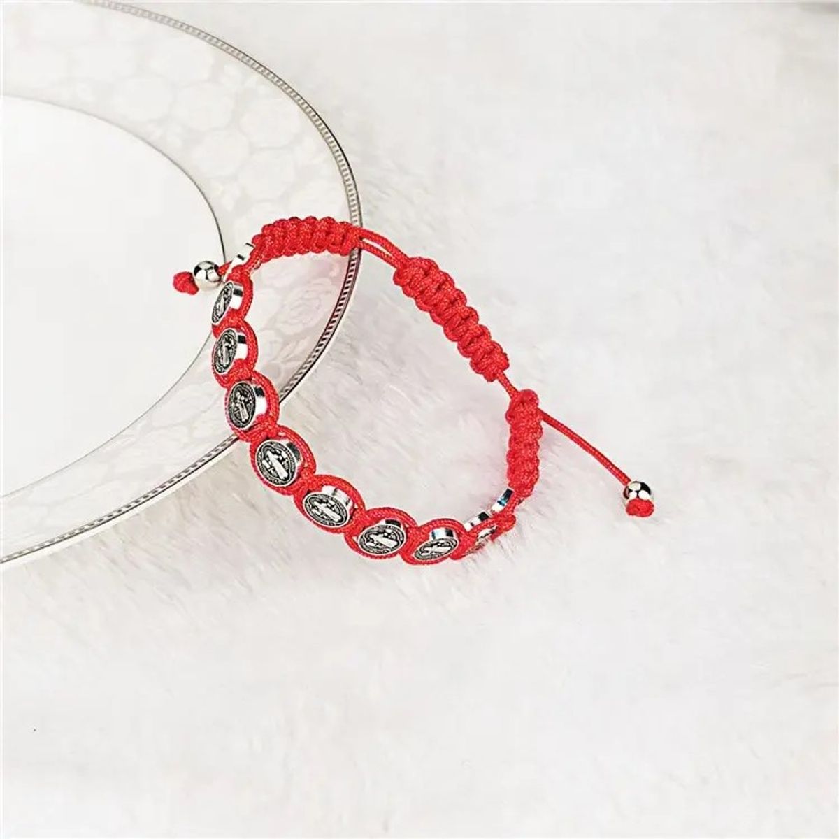 TODOJOYAS - Pulsera Hilo Rojo San Benito Protector 10 Medallas