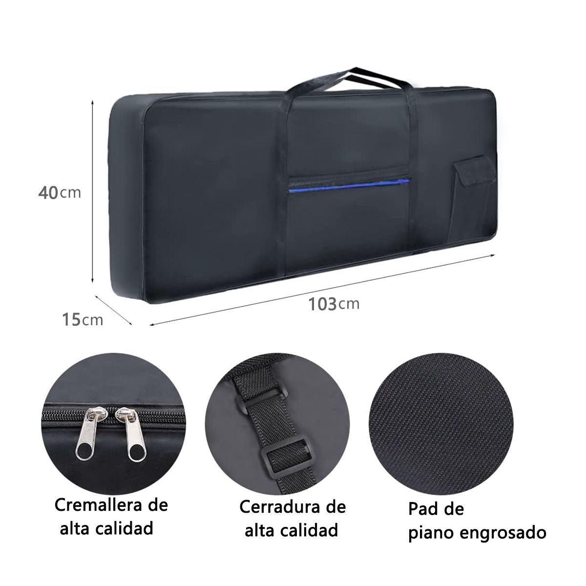 TNAKIEX - Funda Para Piano Teclado De Protección  Bolsa De 61 Llaves.