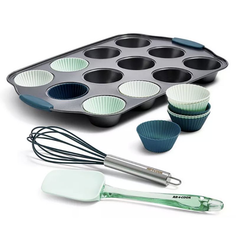 SMART COOK - Bandeja Y Molde De Silicona Para Cupcakes Verde mentaTurquesa