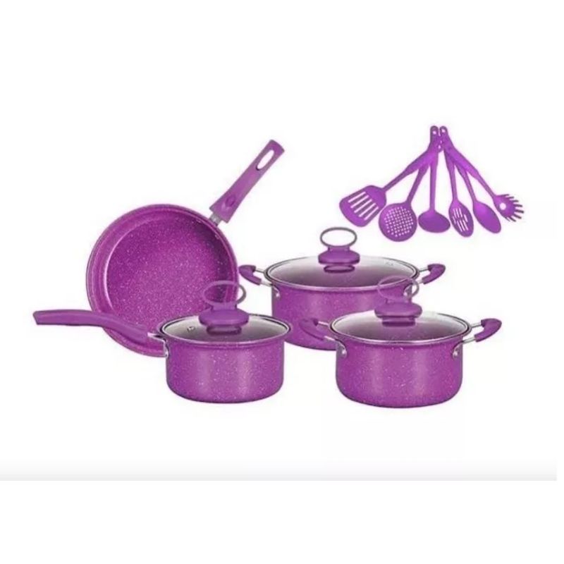 GENERICO - Bateria Antiadherente Juego De Ollas Mas Utencilios 14 Pcs