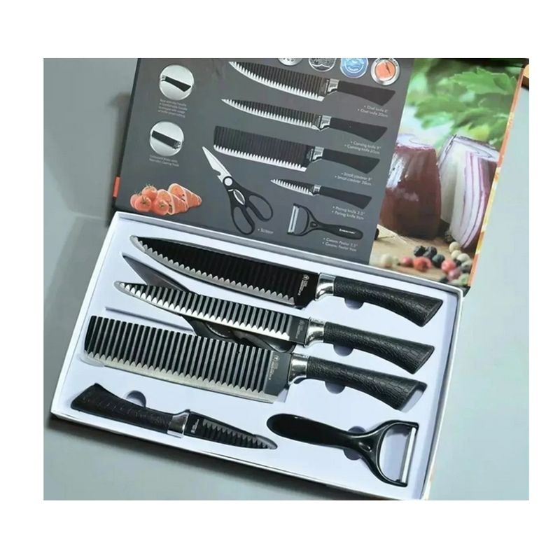 GENERICO - Set De 6 Cuchillos Juego Cuchillos Cocina Tijera Pelador