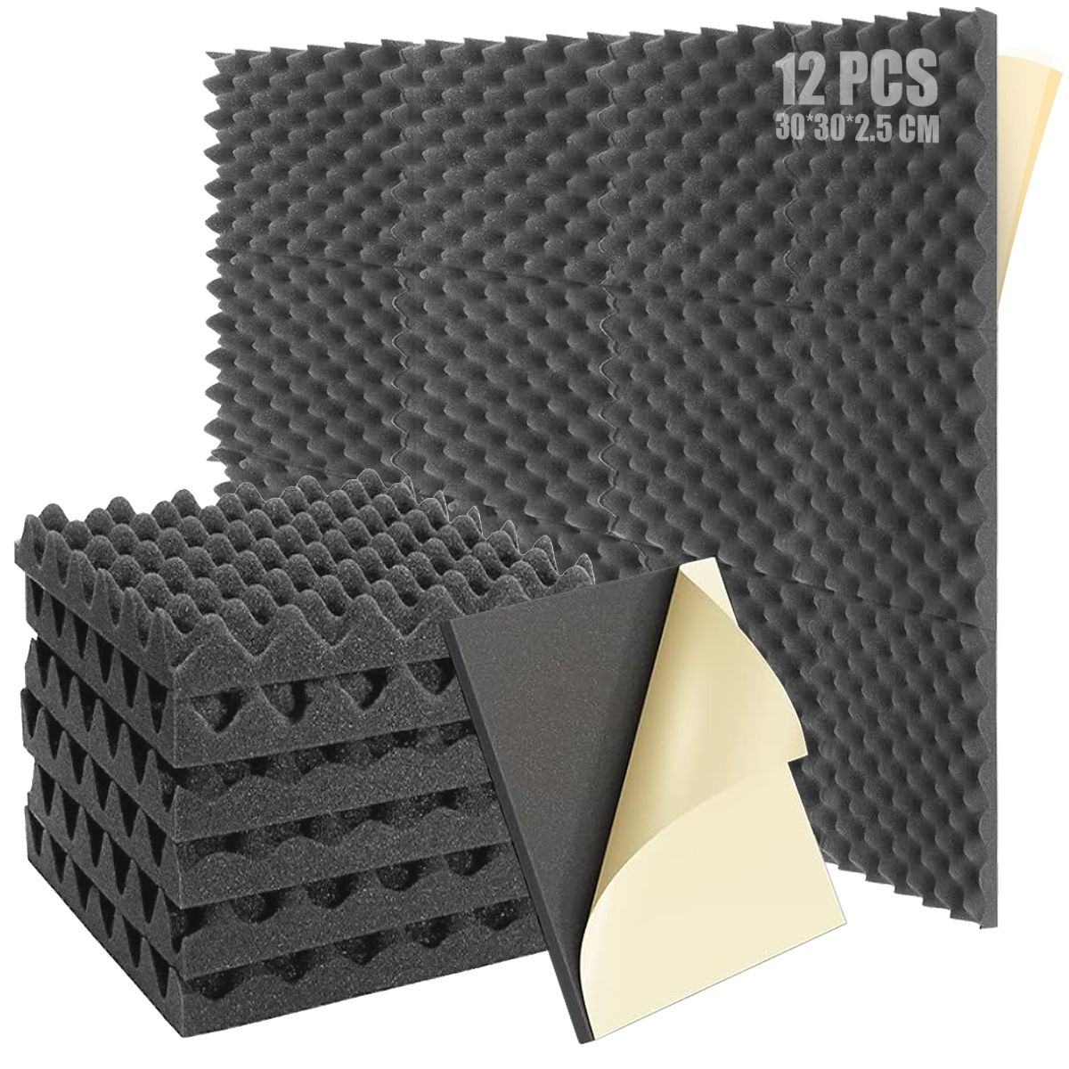 TNAKIEX - 12pcs Espuma Acústica Aislante Panel Acústico Con Adhesivo