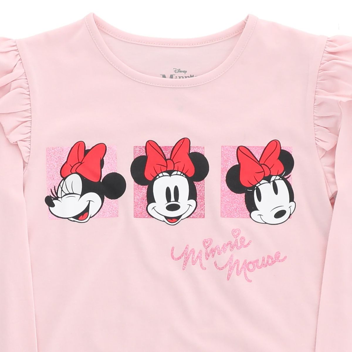 DISNEY - Polera Manga Larga Niña Minnie Faces Rosado Disney