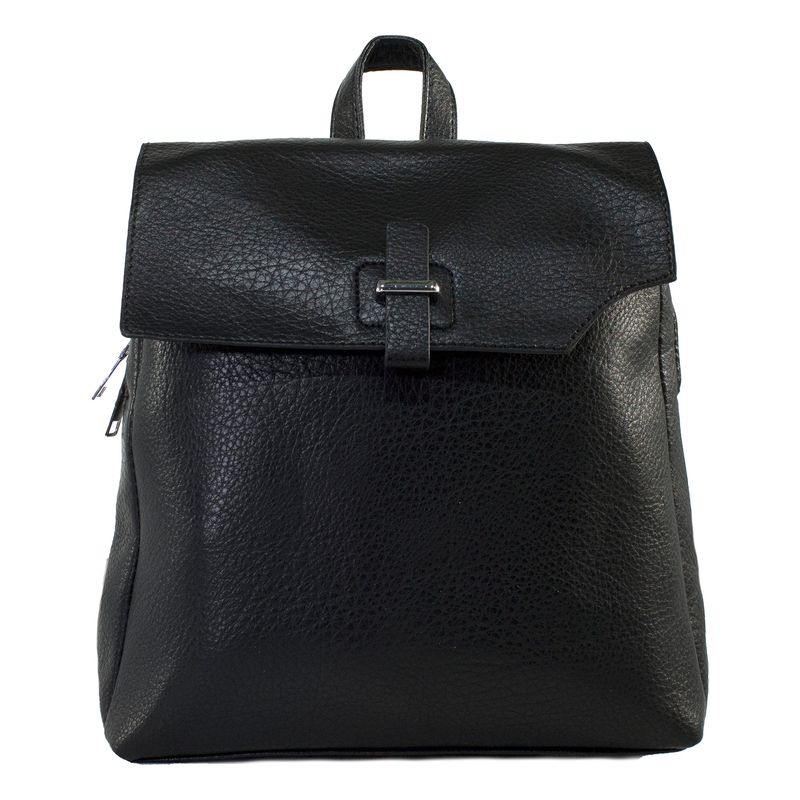 MAILEA - Mochila ecocuero pasador metal para mujer negro