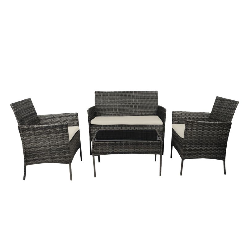 NOVAHUS - Set Terraza 4 Piezas Positano Mesa + Sillón Negro