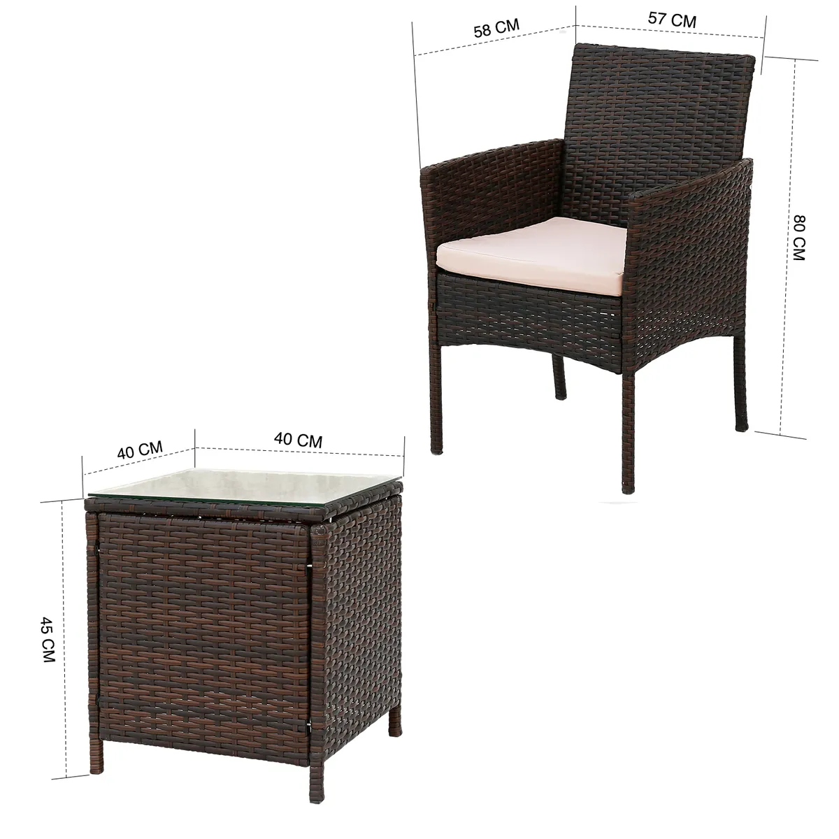 NOVAHUS - Set Terraza 3 Piezas Amalfi Café