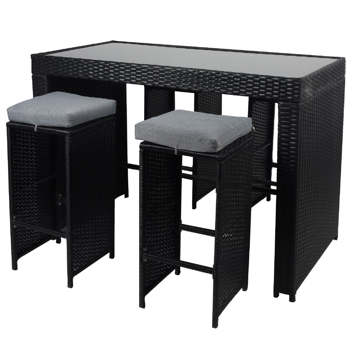 NOVAHUS - Bar Terraza Merida 4 Personas Mesa Negro