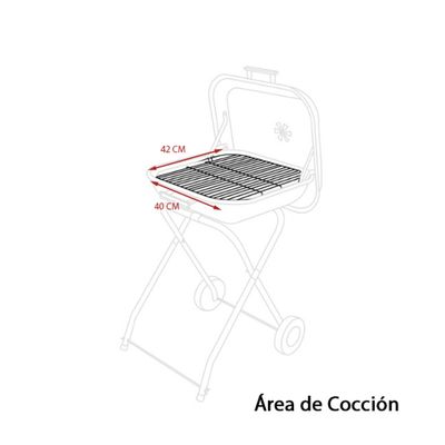 Imagen 2 del producto Parrilla de asado plegable con ruedas 46cm Bighouse