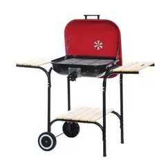 GENERICO - Parrilla de asado con rueda y repisa 121x57x97cm Bighouse