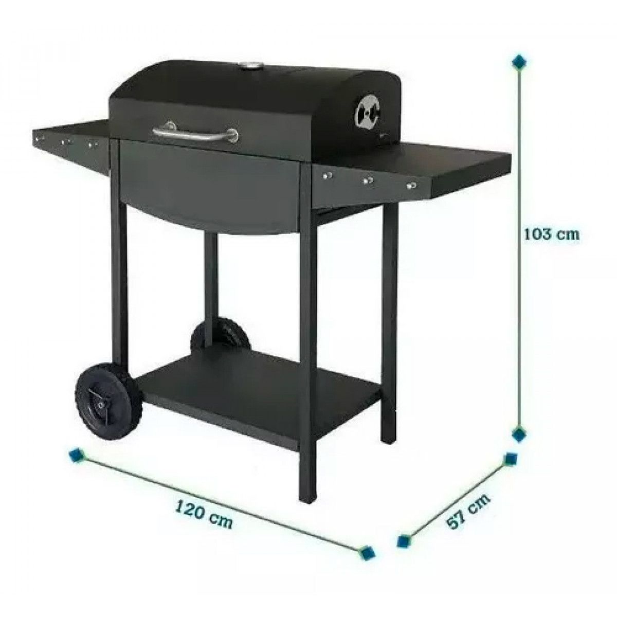 GENERICO - Parrilla de asado con rueda y repisa 119x50x101cm Bighouse