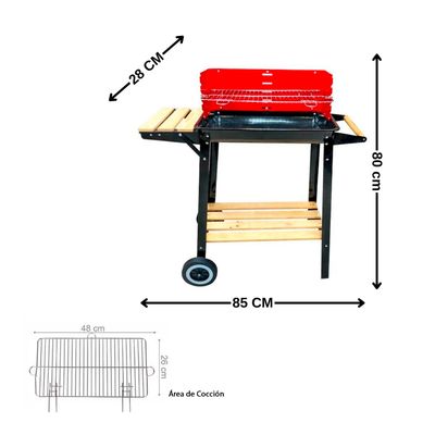 Imagen 2 del producto Parrilla de asado con rueda y repisa 85x28x80cm Bighouse