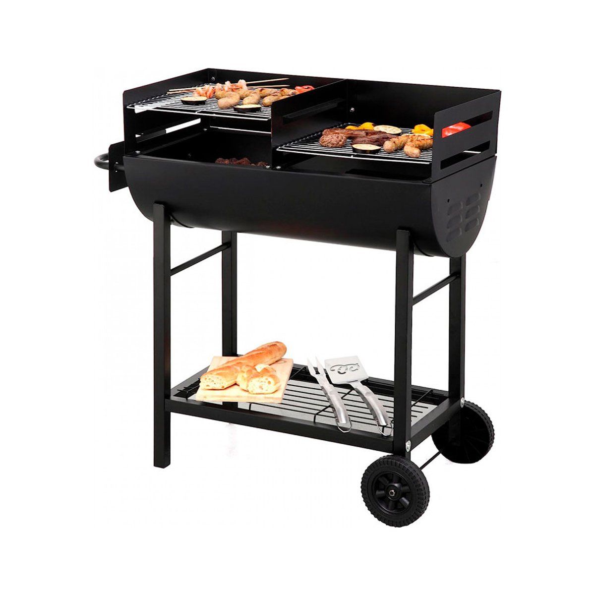 GENERICO - Parrilla de asado con ruedas 94.5x40x92cm Bighouse