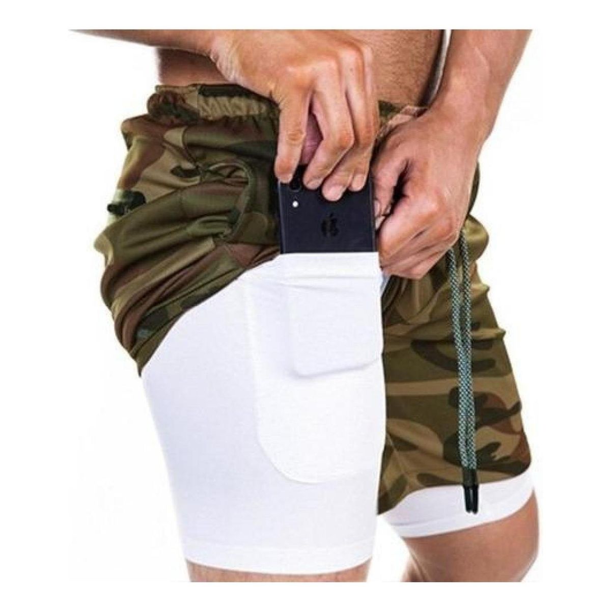 OEM - Short Gimnasio Hombre Con Calza Y Bolsillo Para Celular