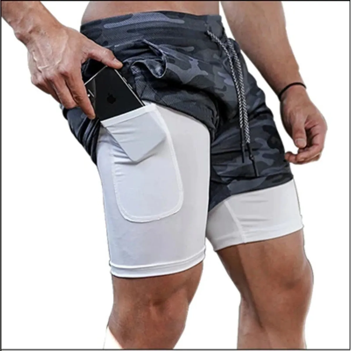 OEM - Short Gimnasio Hombre Con Calza Y Bolsillo Para Celular