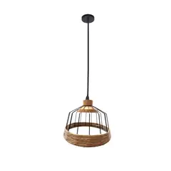 ELECTRICA STORE - LAMPARA COLGANTE METAL Y YUTE E 27
