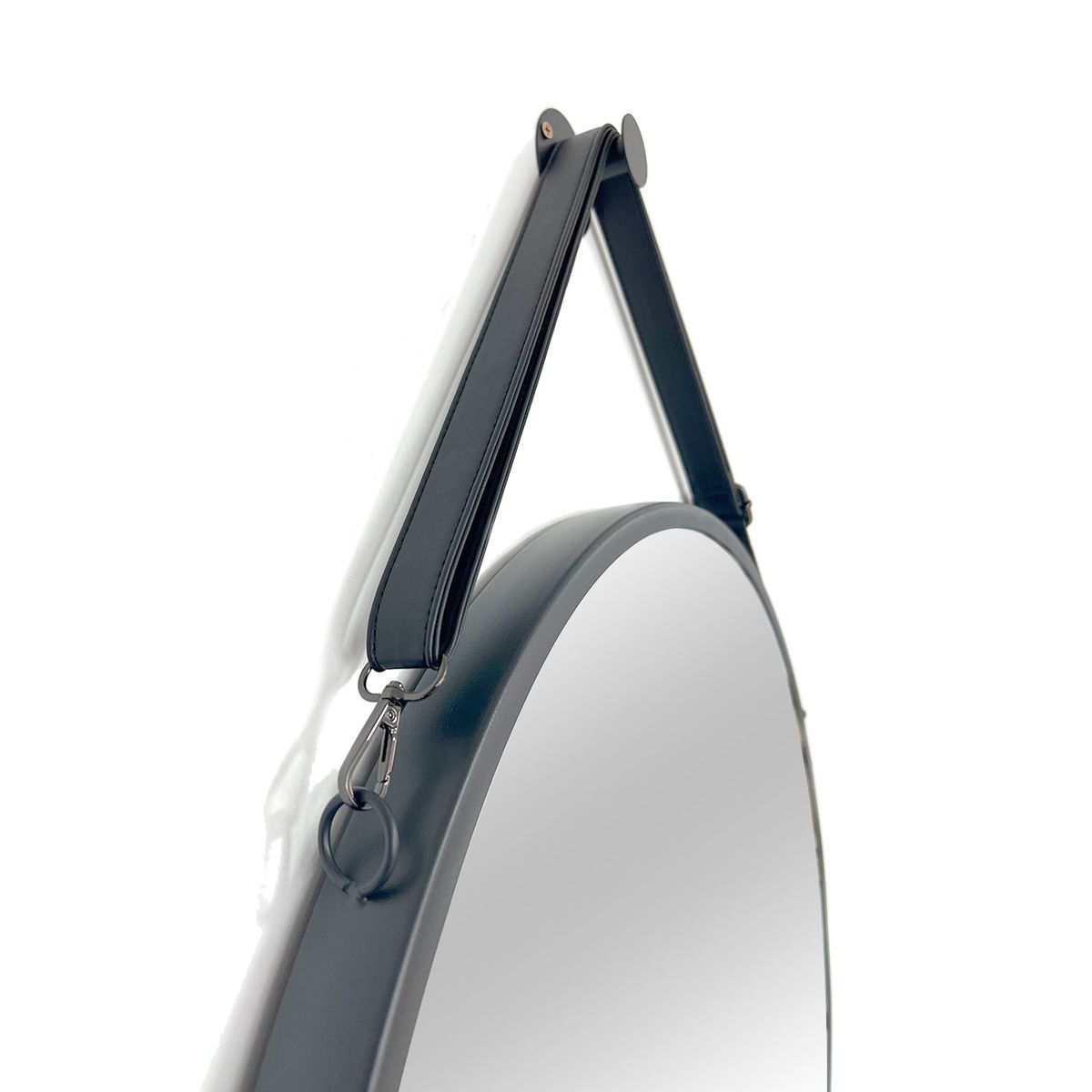 JOYTEK - Espejo Colgante de Cuero Decorativo 60x60cm Negro