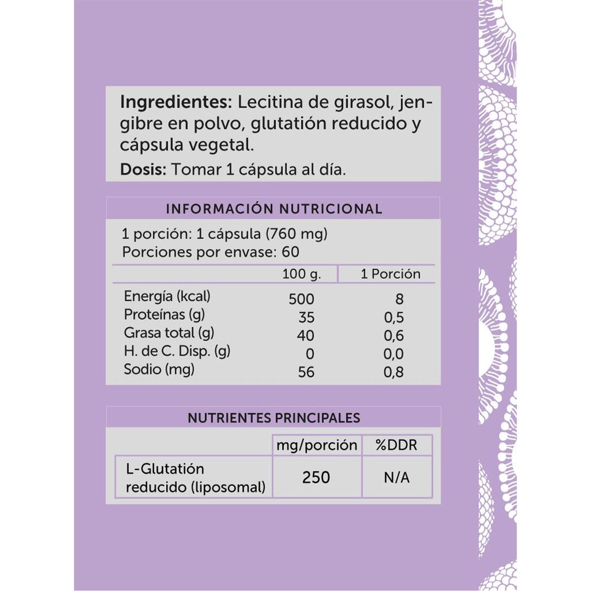 GENERICO - L- Glutatión Liposomal 250 Mg Wellplus 60 cápsulas