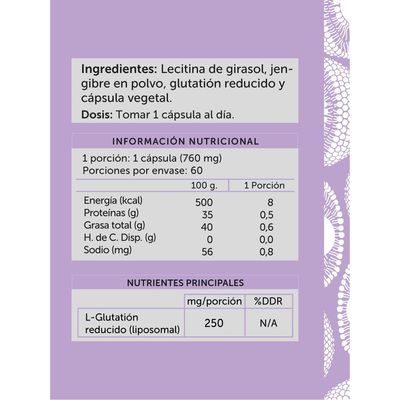Imagen 2 del producto L- Glutatión Liposomal 250 Mg Wellplus 60 cápsulas