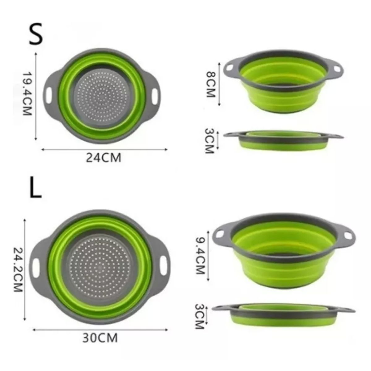 GENERICO - Colador 2 Piezas Plegable Silicona Redondo Cocina 24cm #977405570
