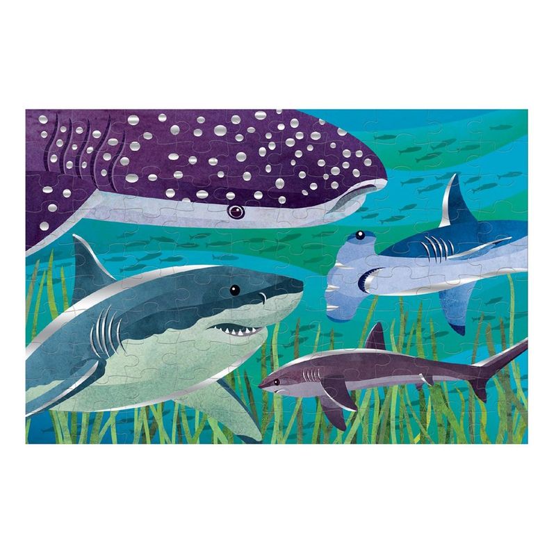 MUDPUPPY - Puzzle 100Pcs Con Aluminio Tiburones Mudpuppy
