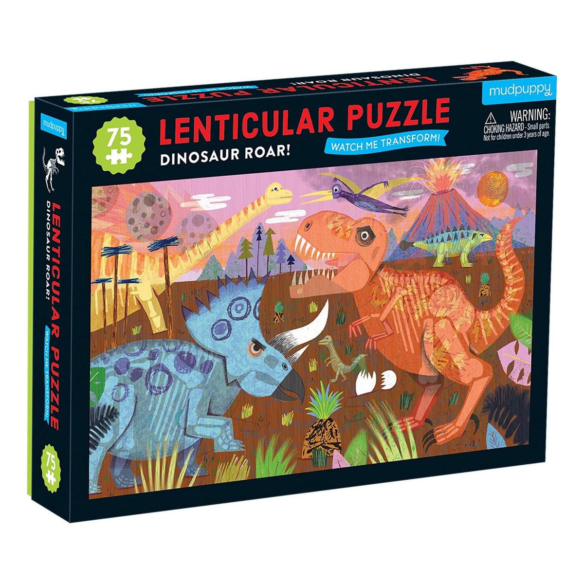 MUDPUPPY - Puzzle 75Pcs Lenticular Rugido De Dinosaurio Mudpuppy
