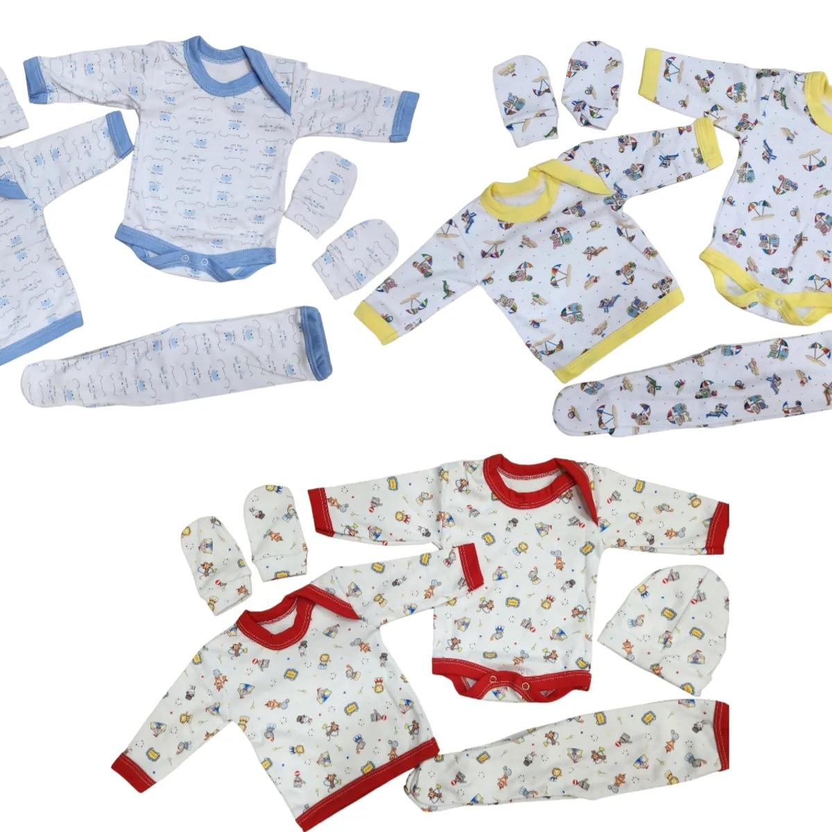AGW - Pack 3 Ajuar Estampado Bebé (niño). 15 Unidades