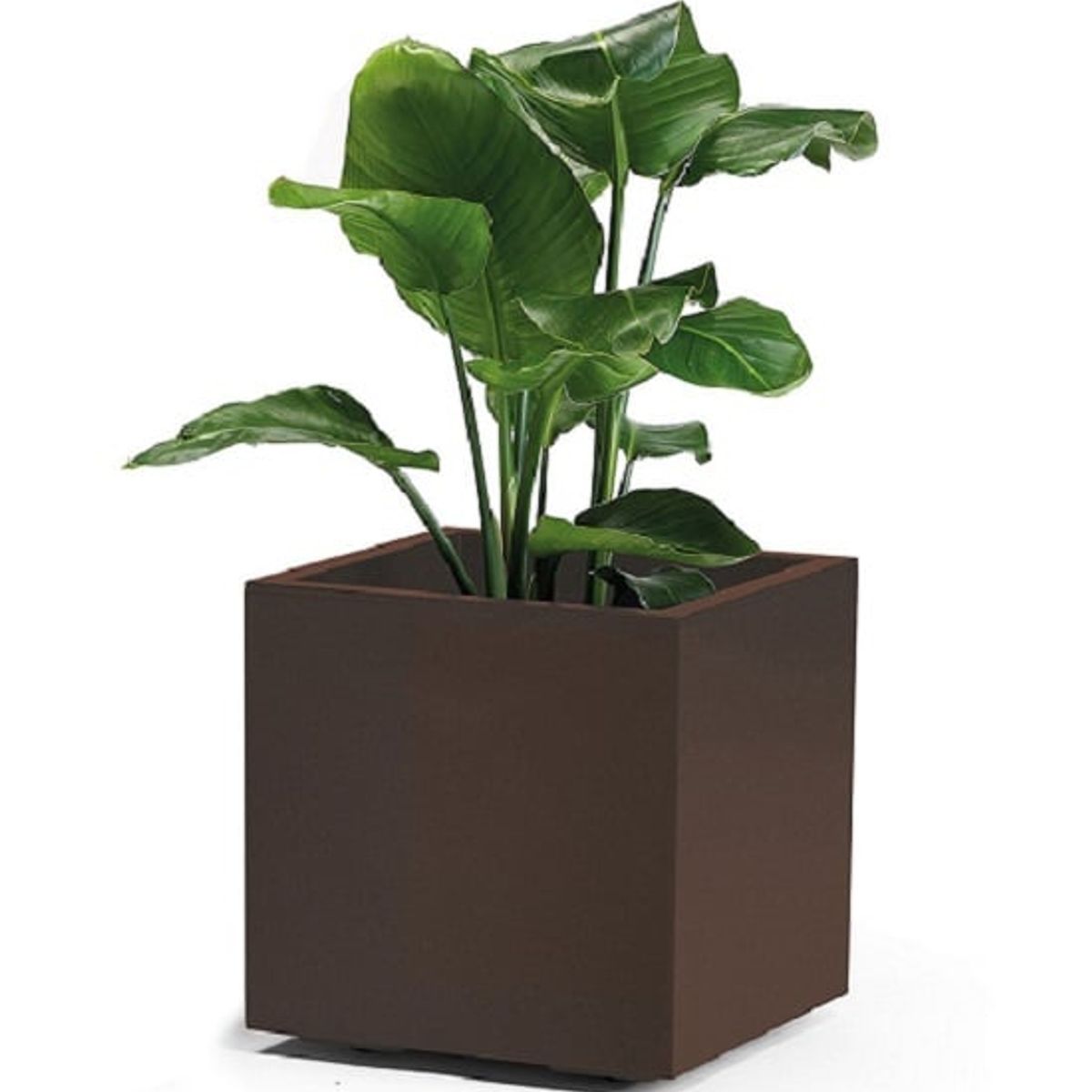 EURO3PLAST - Macetero de plástico reciclado con reserva de agua 40x40 cm Oxido