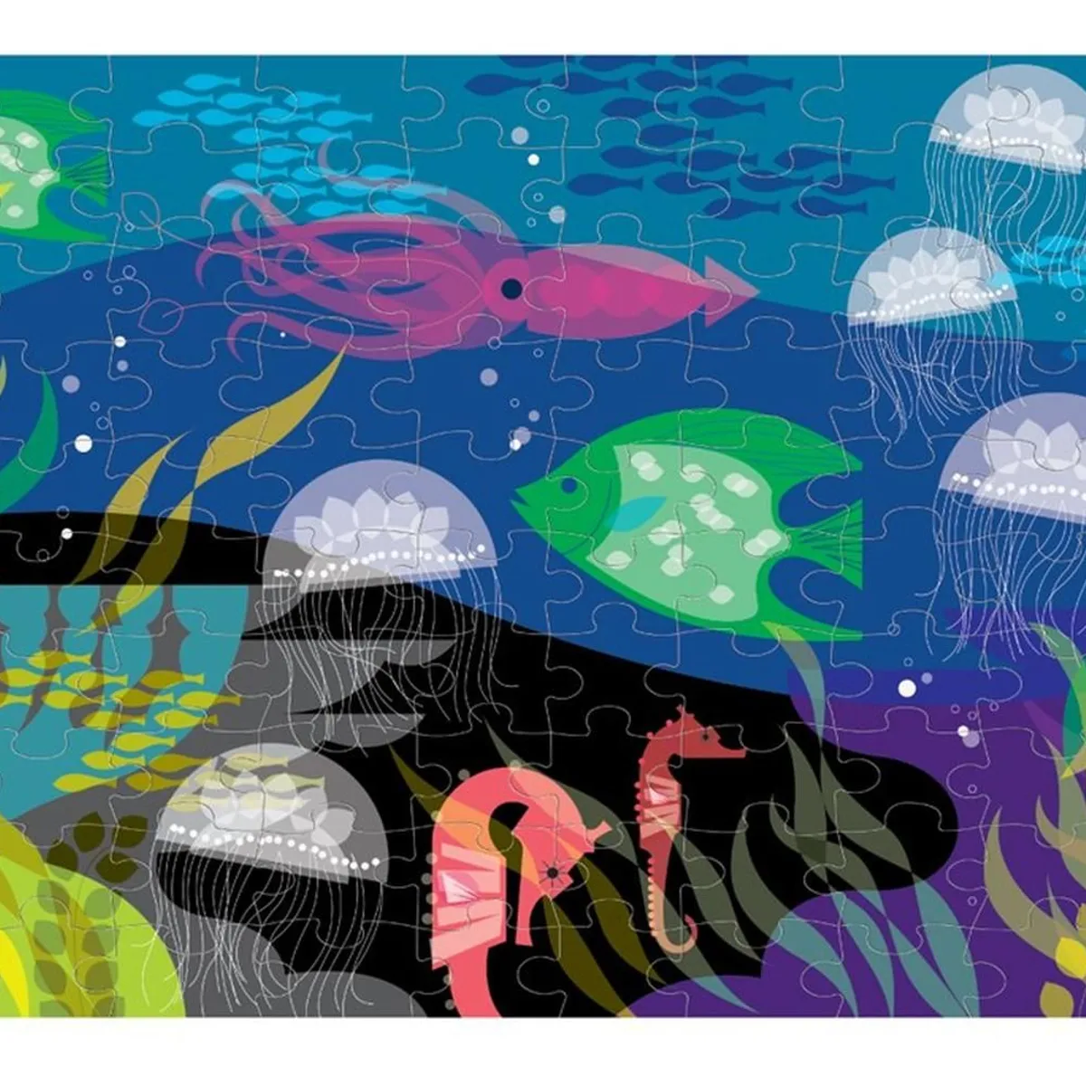 MUDPUPPY - Puzzle 100Pcs Brilla En La Oscuridad Bajo El Mar Mudpuppy
