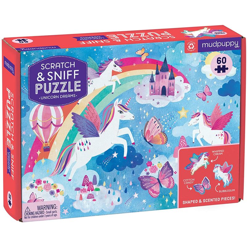 MUDPUPPY - Puzzle 60Pcs Rascar Y Oler Sueños De Unicornio Mudpuppy