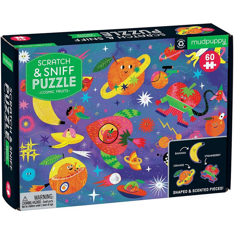 MUDPUPPY - Puzzle 60Pcs Rascar Y Oler Frutas Cosmicas Mudpuppy