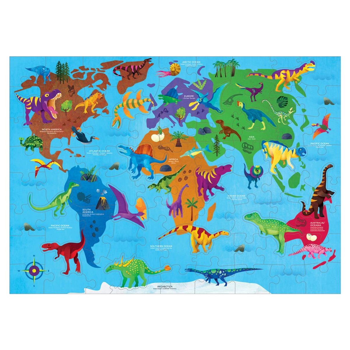 MUDPUPPY - Puzzle 80Pcs Geografía Dinosaurios Mudpuppy