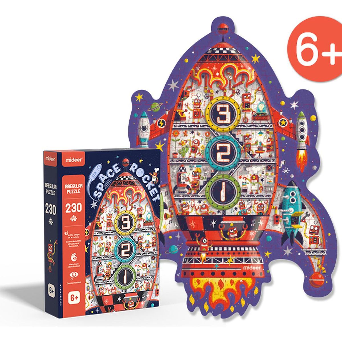 MIDEER - Puzzle Con Forma Cohete Espacial MiDeer