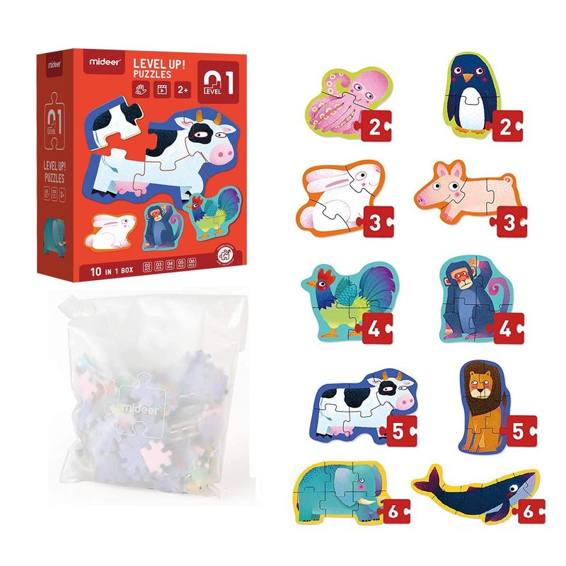 MIDEER - Level Up Puzzles Nivel 1 Animales 10 Puzzles MiDeer