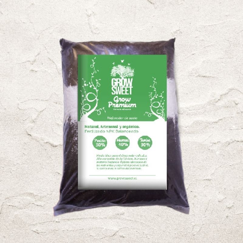 GROW SWEET - Tierra con abono premium para jardín 7 litros bolsa