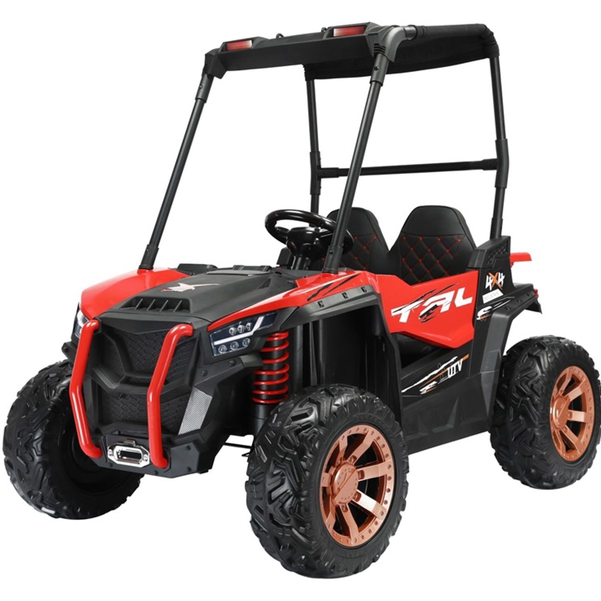 ABMTOYS - Buggy XL a Batería 2 Asientos 4x4 Real Ruedas de goma - Rojo