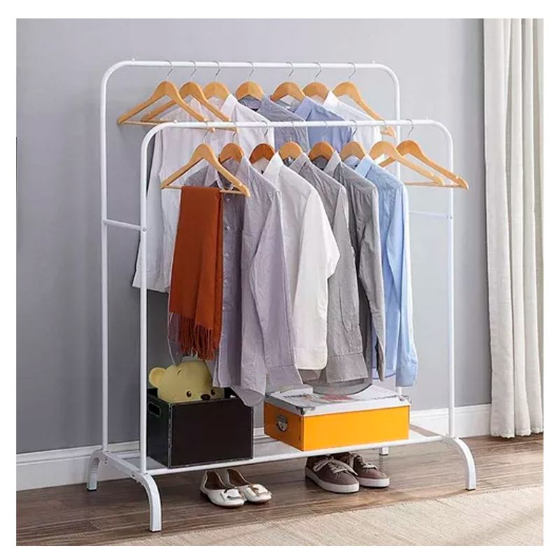 GENERICO - Perchero Organizador De Ropa Doble Color Blanco De Metal