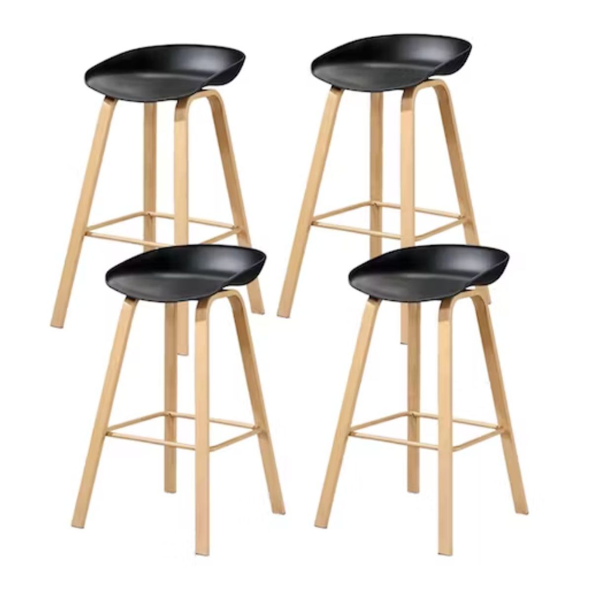 GENERICO - Set de 4 Pisos de Bar Taburete Negros Metal