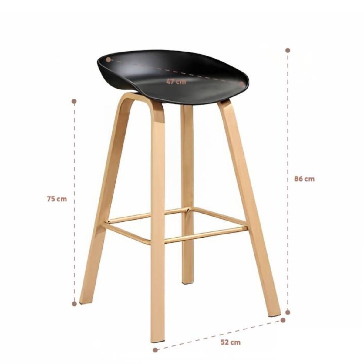 GENERICO - Set de 4 Pisos de Bar Taburete Negros Metal