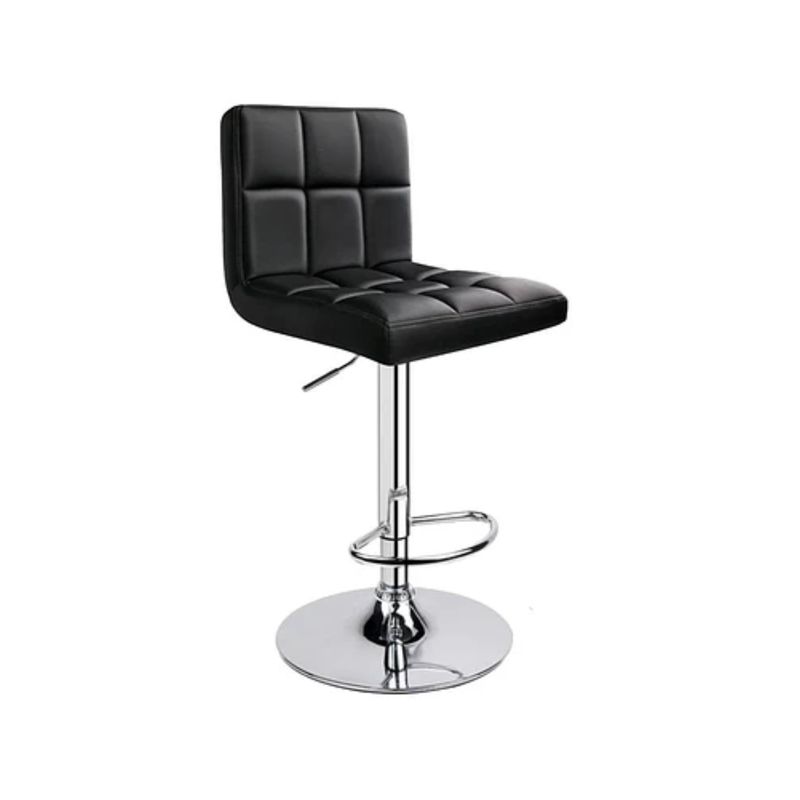 GENERICO - Silla Bar Piso Negro Regulable con Respaldo Ecocuero