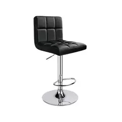 GENERICO - Silla Bar Piso Negro Regulable con Respaldo Ecocuero