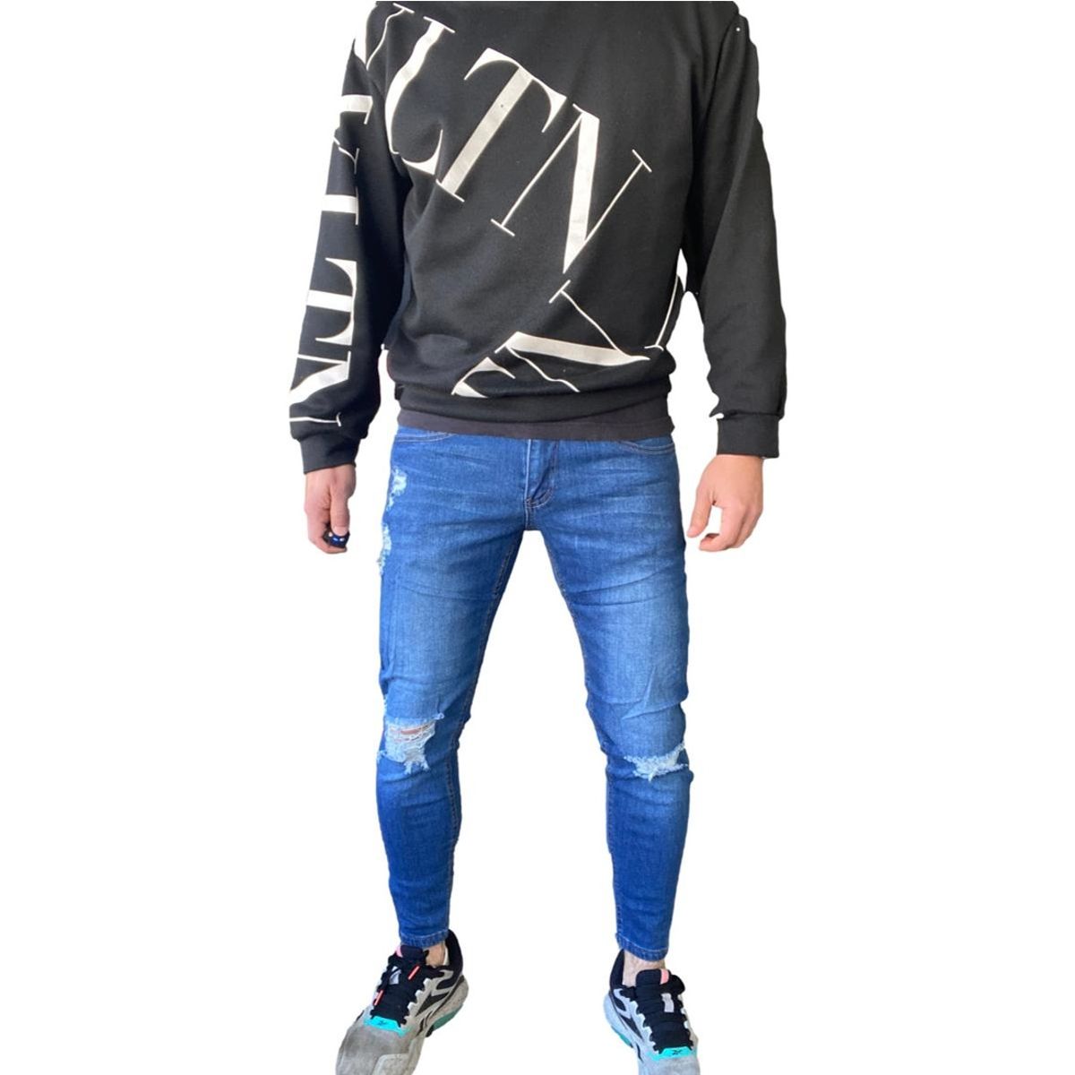 GENERICO - Jeans Destroyed Ankle Fit Azul 14333 GENERICO