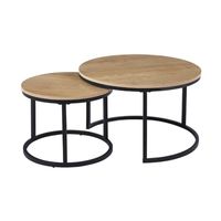 Mesa De Centro Madera Redonda Anidadas