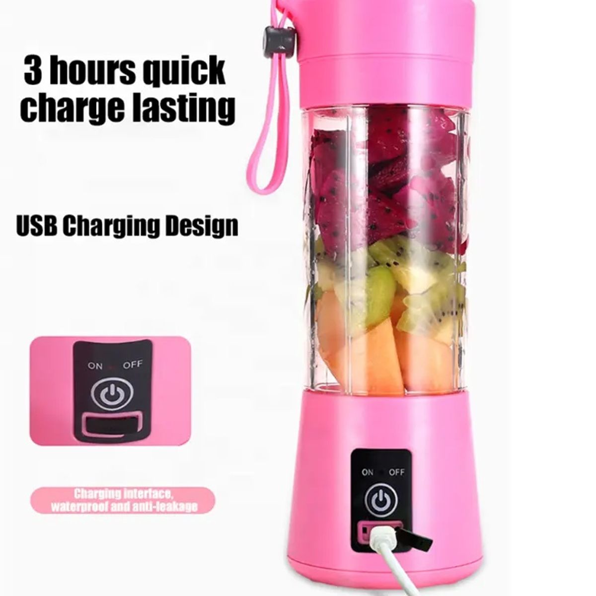 GENERICO - Licuadora Portátil Recargable Ultra-Potente: 6 Cuchillas, 2000mAh