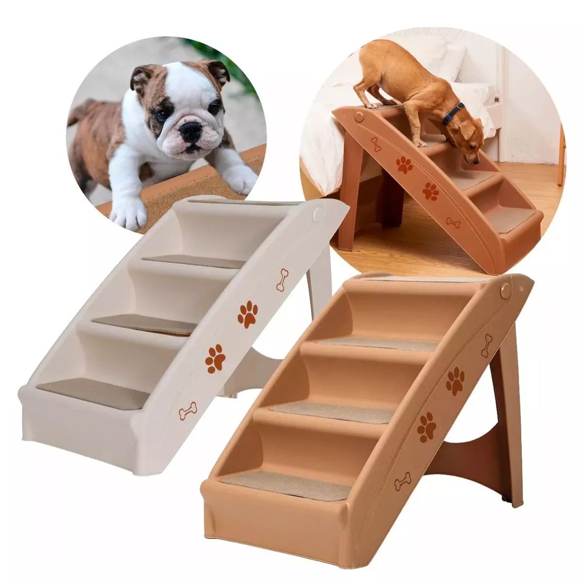 GENERICO - Escalera Plegable 4 Escalones Para Gatos Perros Y Mascotas