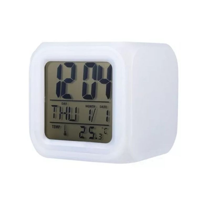 GENERICO - Reloj Cubo Led Despertador Digital Cambia Color Temperatura