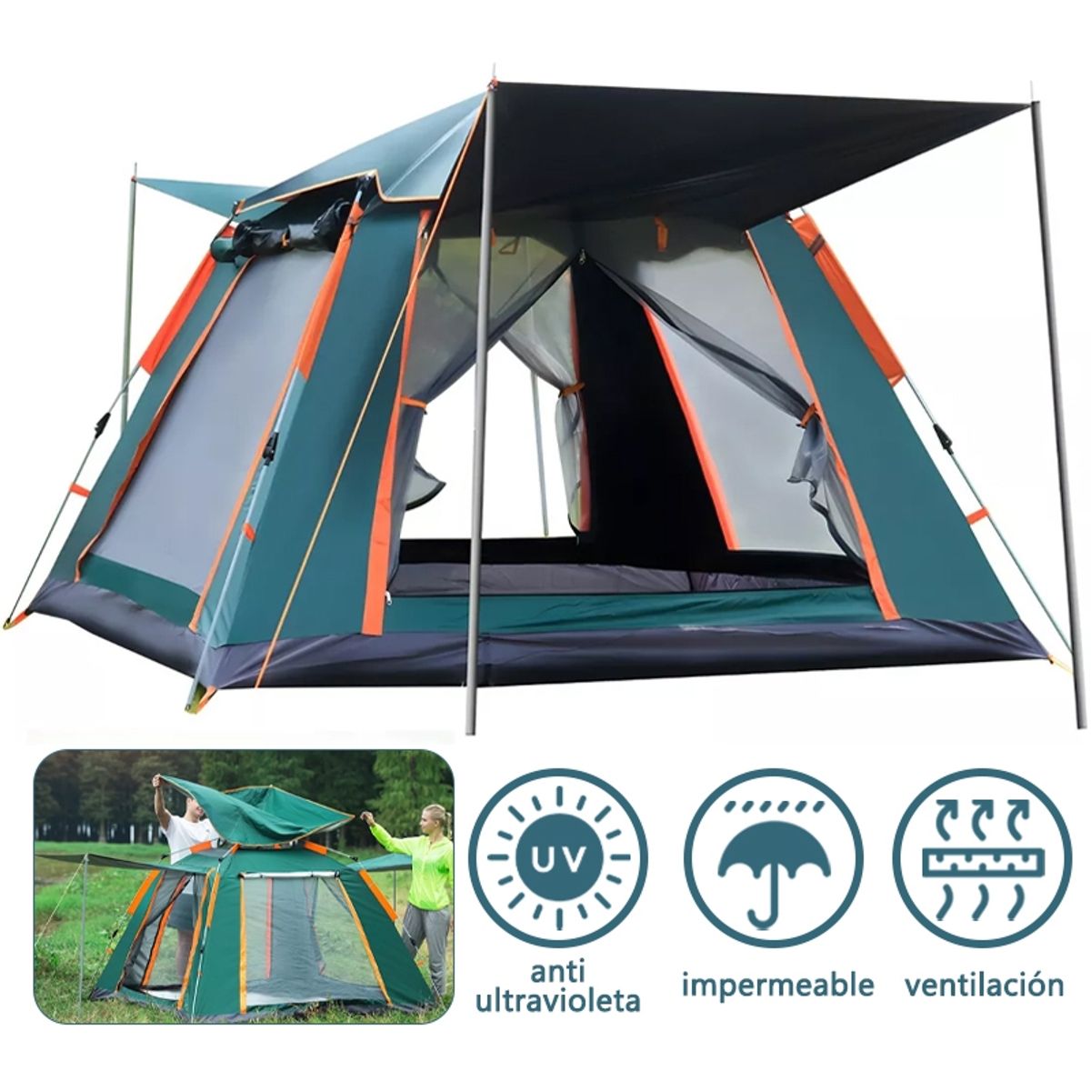 GENERICO - Tienda Automática Casa De Campaña 6-8 Persona Grande Camping