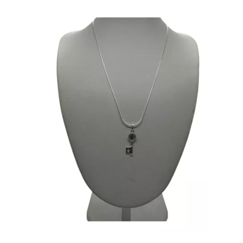 GENERICO - Colgante Llave San Benito + Cadena Mujer Plata Italiana 925