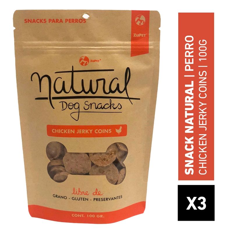 ZUPET - Natural Dog Snack Chicken Jerky Slices 100gr Pack x3
