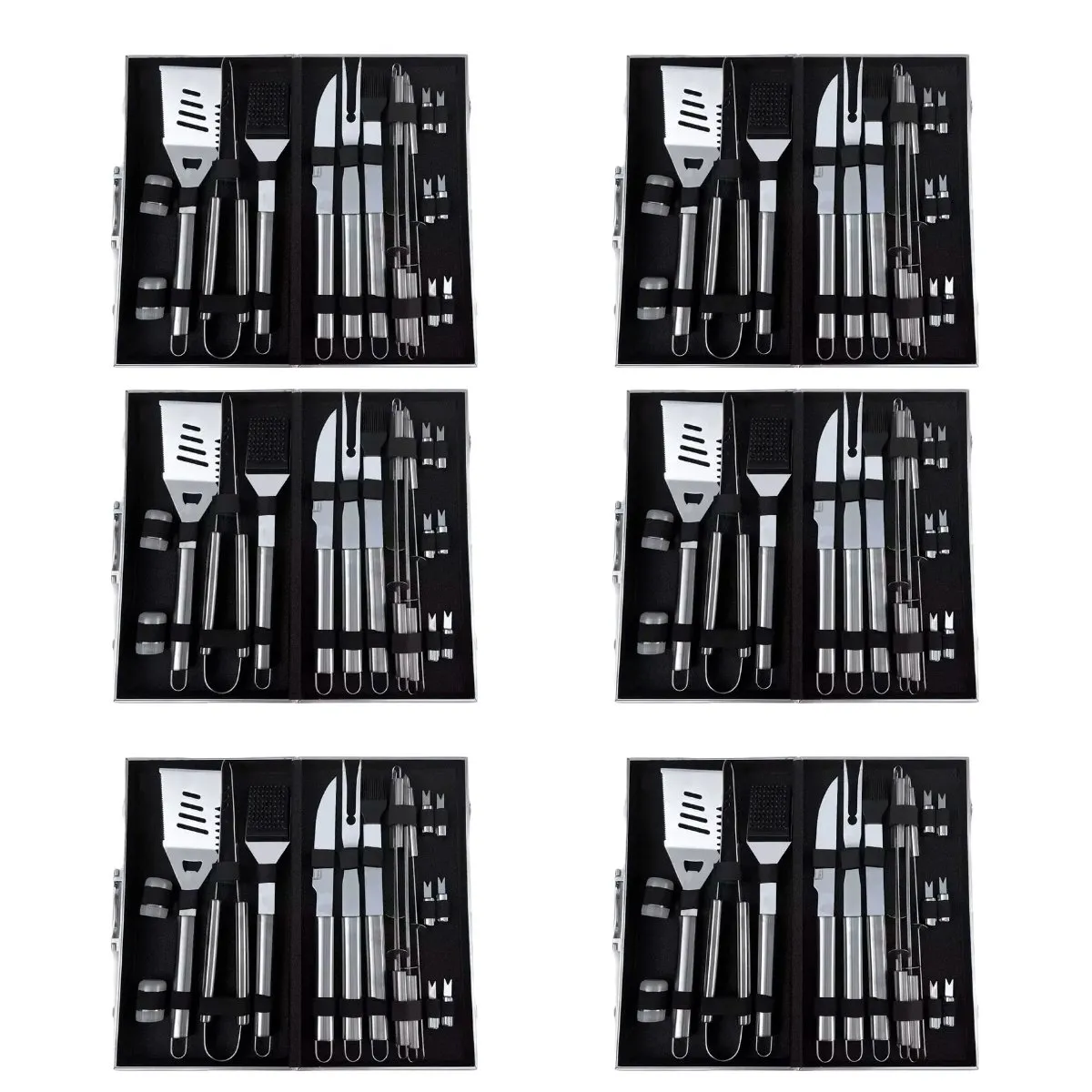 GENERICO - Set parrillero acero inoxidable con estuche Pack 6 Bighouse